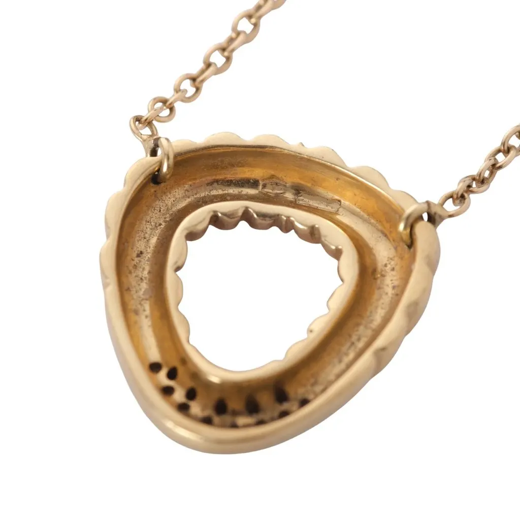 Unsigned 18K Yellow Gold White Diamond Pendant Necklace - '80s White Lace Good - Model View