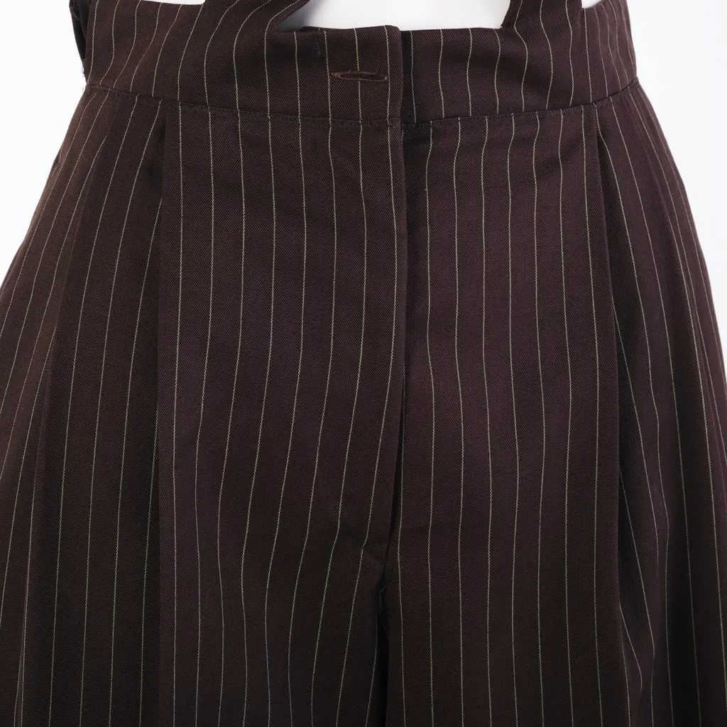 Jean Paul Gaultier Vintage Pinstripe High Waist Suspender Trousers - '90s Brown Good - Box View