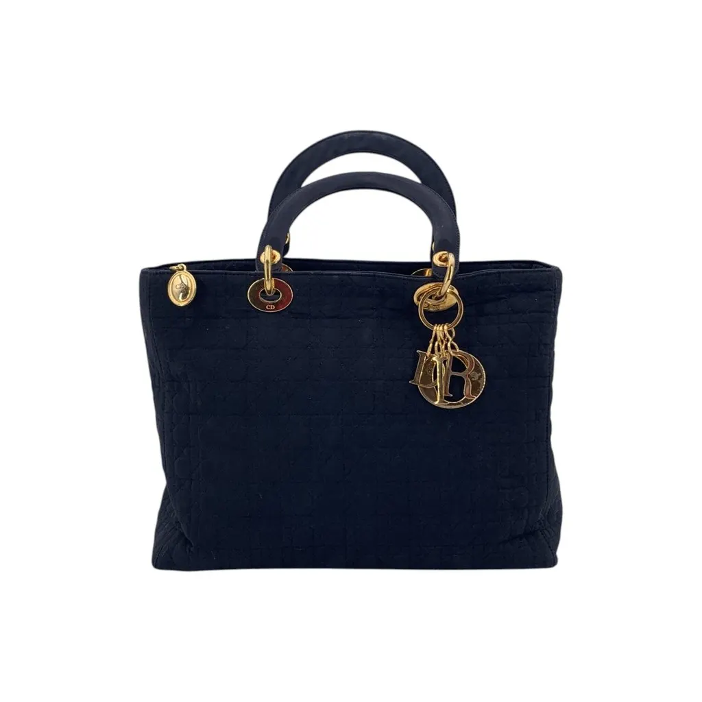 Dior Tote Bag Vintage Lady Dior Black Good - Front View