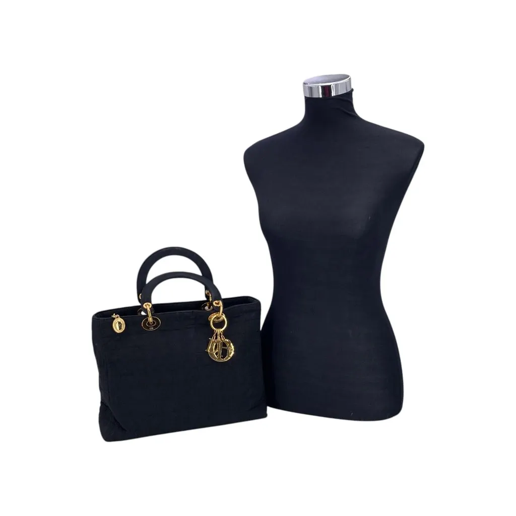 Dior Tote Bag Vintage Lady Dior Black Good - Back View