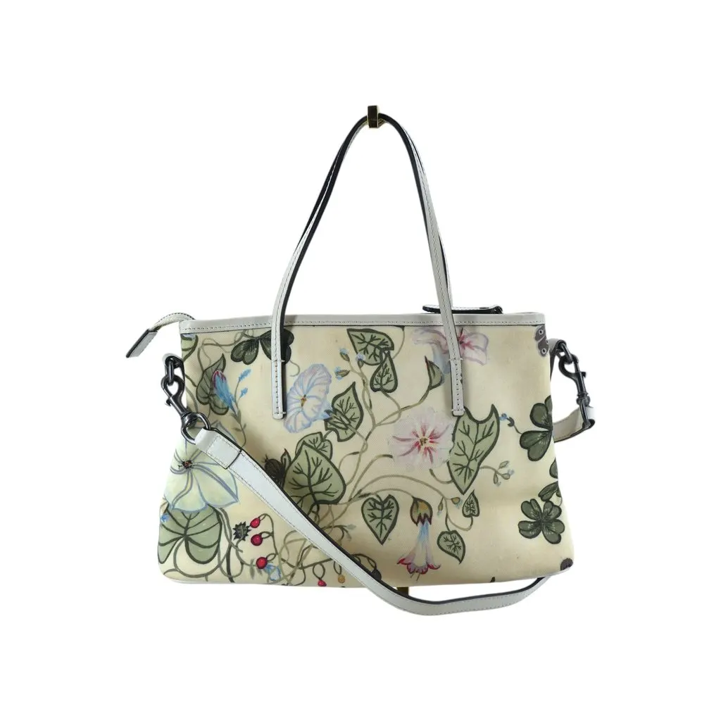 Gucci Tote Bag Flora Beige Canvas Good - Inside View