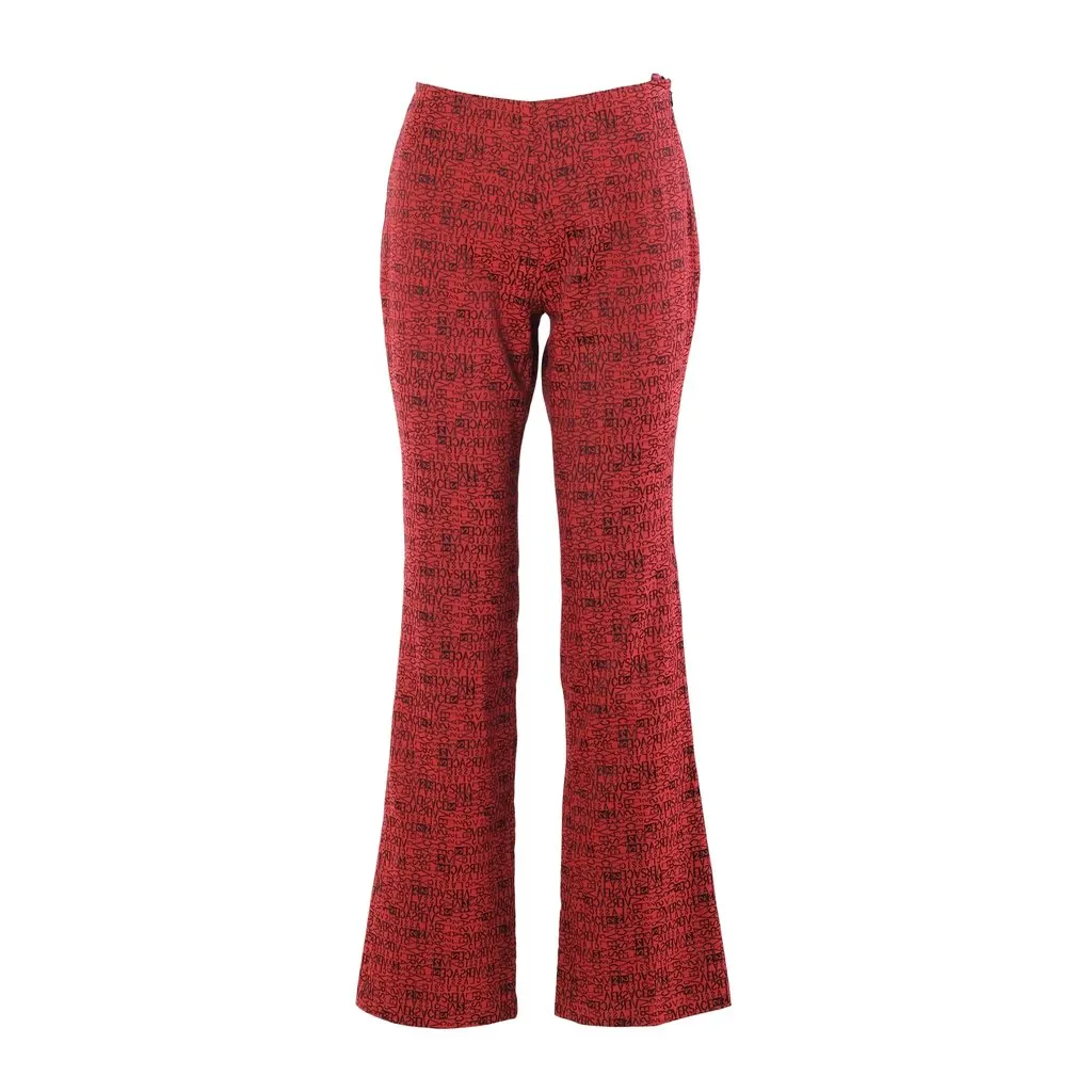 Versace Classic V2 Logo-Jacquard Flared Trousers - '90s Red Canvas Good - Front View