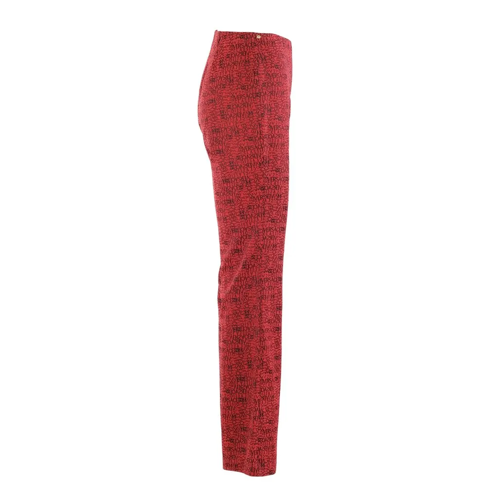 Versace Classic V2 Logo-Jacquard Flared Trousers - '90s Red Canvas Good - Back View