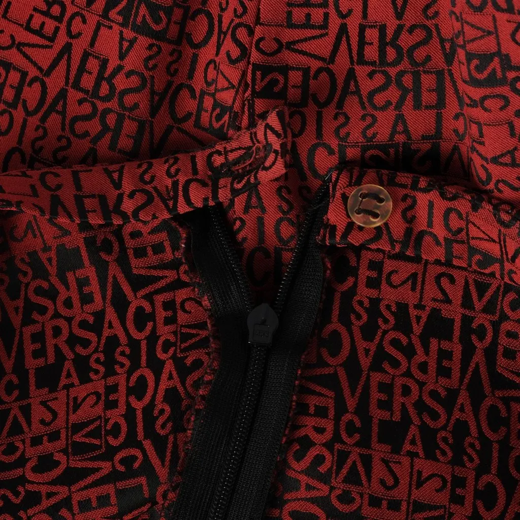 Versace Classic V2 Logo-Jacquard Flared Trousers - '90s Red Canvas Good - Box View