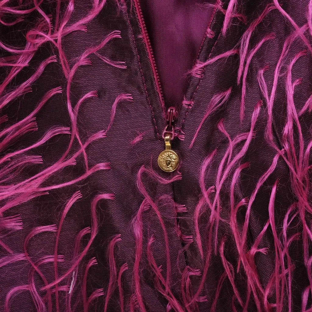 Versace Jeans Couture Feather-Effect Strapless Dress - ’00s Burgundy Good - Box View