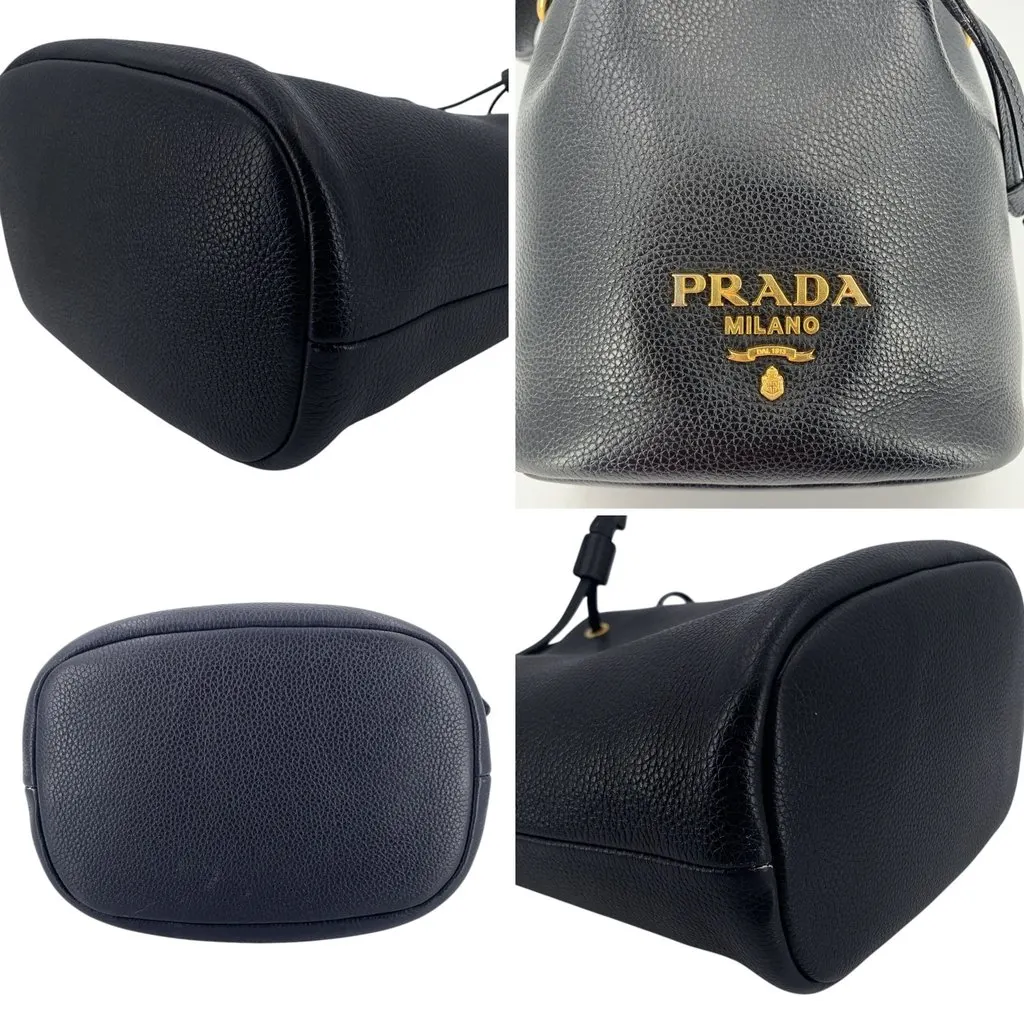 Prada Handbag Vitello Daino Black Leather Good - Model View