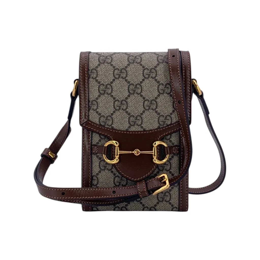 Gucci Crossbody Bag Horsebit 1955 Rectangular MultiColor Canvas Good - Front View