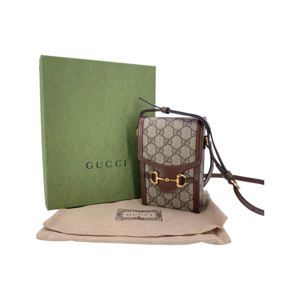 Gucci Crossbody Bag Horsebit 1955 Rectangular MultiColor Canvas Good - Back View