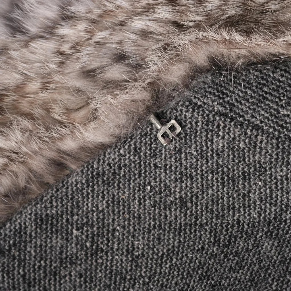 Unsigned Weber Grey Virgin Wool & Cashmere Rabbit Fur Trim Tailored Blazer - '00s Grey Wool Good - Box View