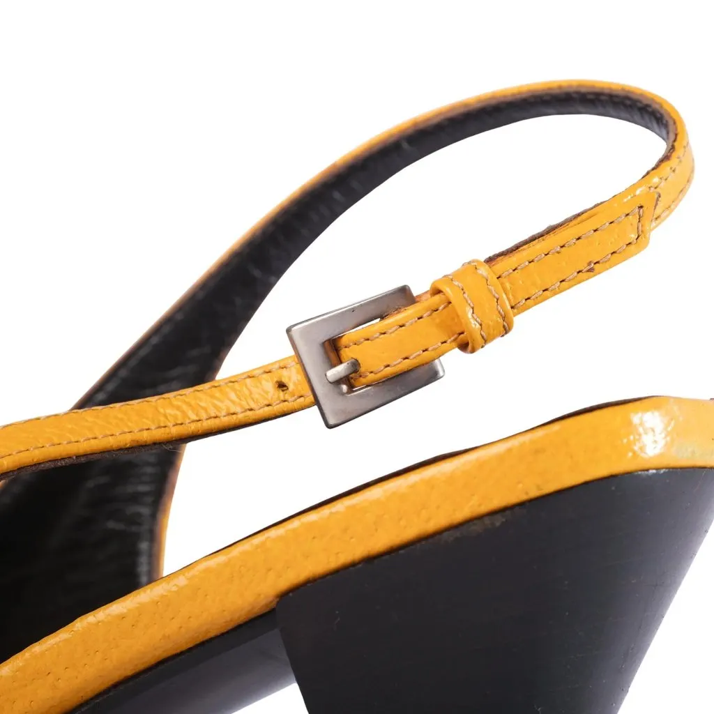 Prada Yellow Leather Bow Slingback Pumps - '90s Yellow Leather Good - Box View