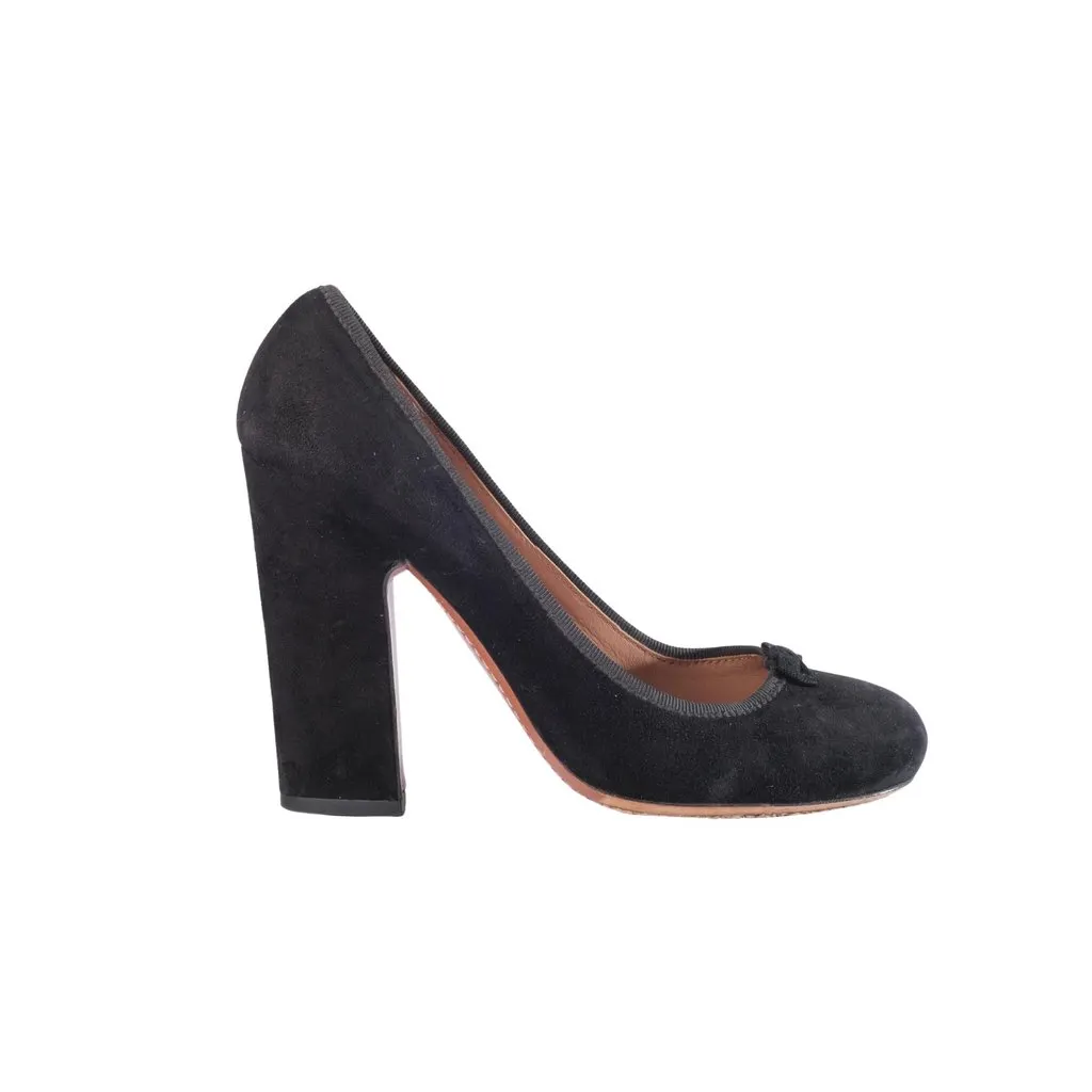 Alaïa Black Suede Bow-Detail Block Heel Pumps - '10s Black Suede Good - Front View