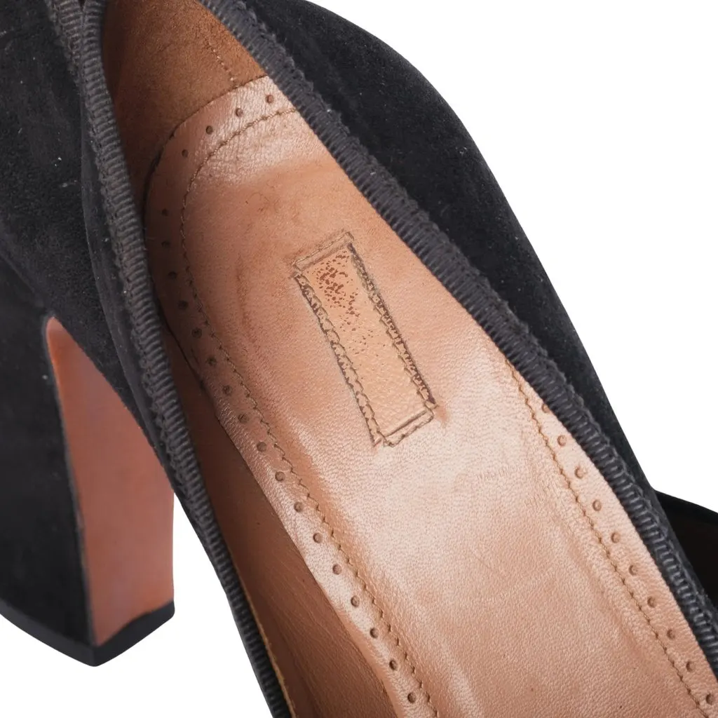 Alaïa Black Suede Bow-Detail Block Heel Pumps - '10s Black Suede Good - Box View