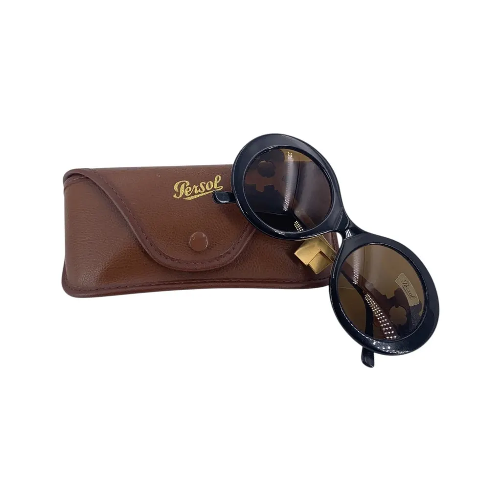 Unsigned Sunglasses Black Leather Good - Back View