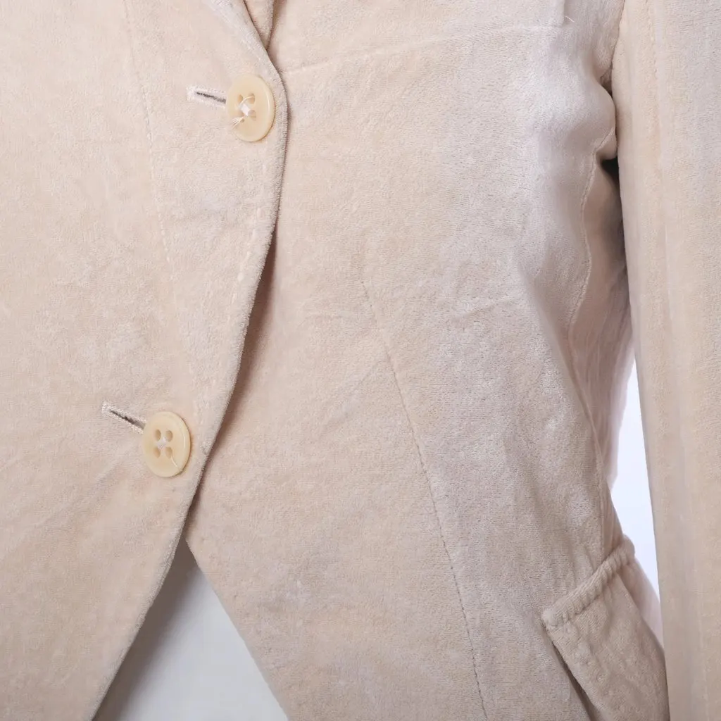 Ann Demeulemeester Ivory Asymmetric Stand Collar Suede-Effect Blazer - '00s White Suede Good - Model View