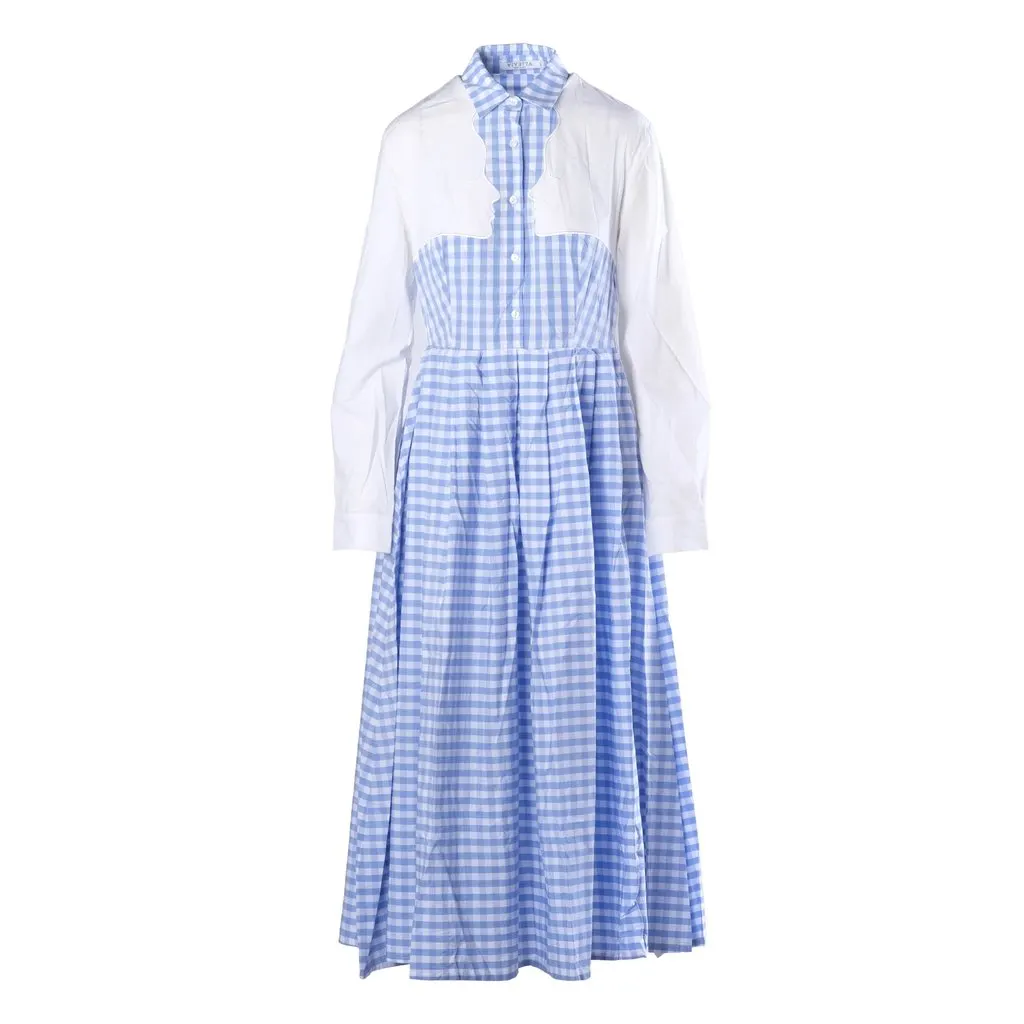 Unsigned Vivetta Blue & White Gingham Cotton Maxi Dress - '10s