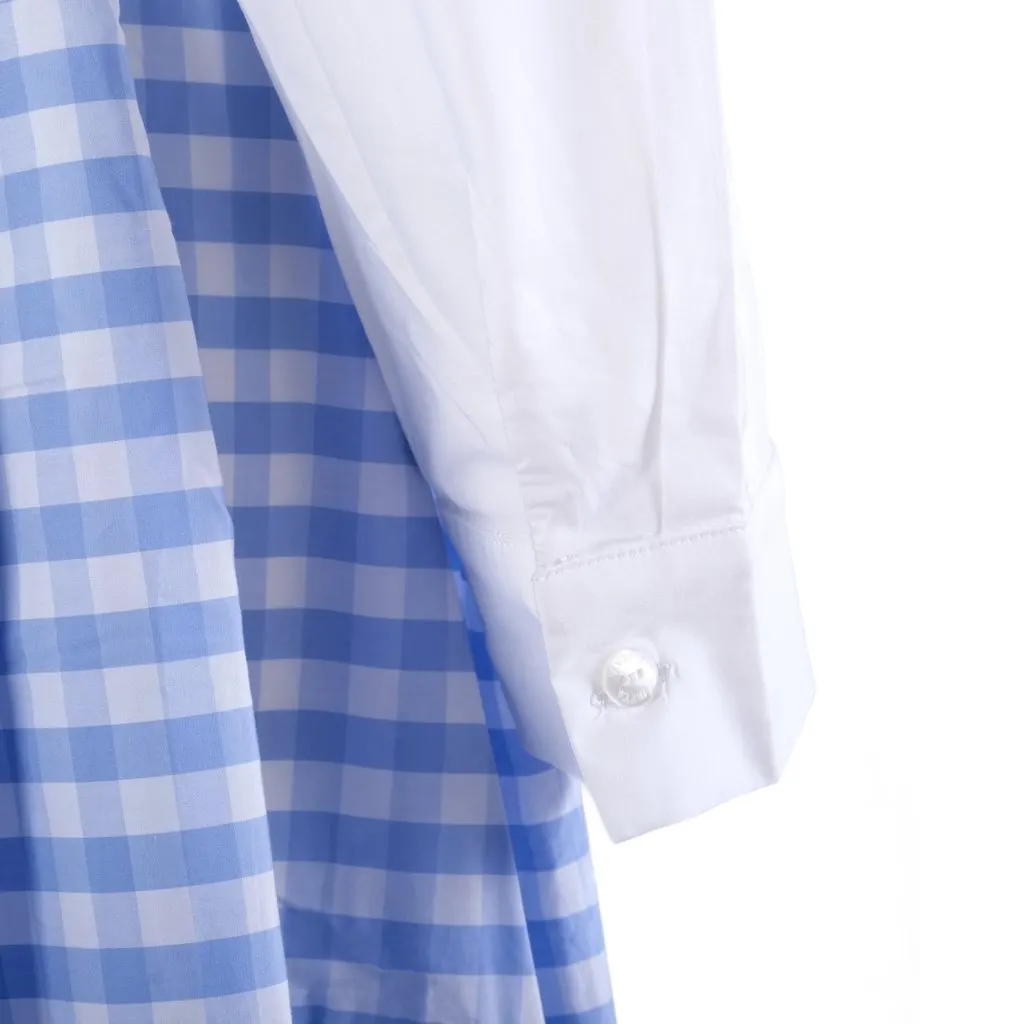 Unsigned Vivetta Blue & White Gingham Cotton Maxi Dress - '10s White Cotton Good - Box View
