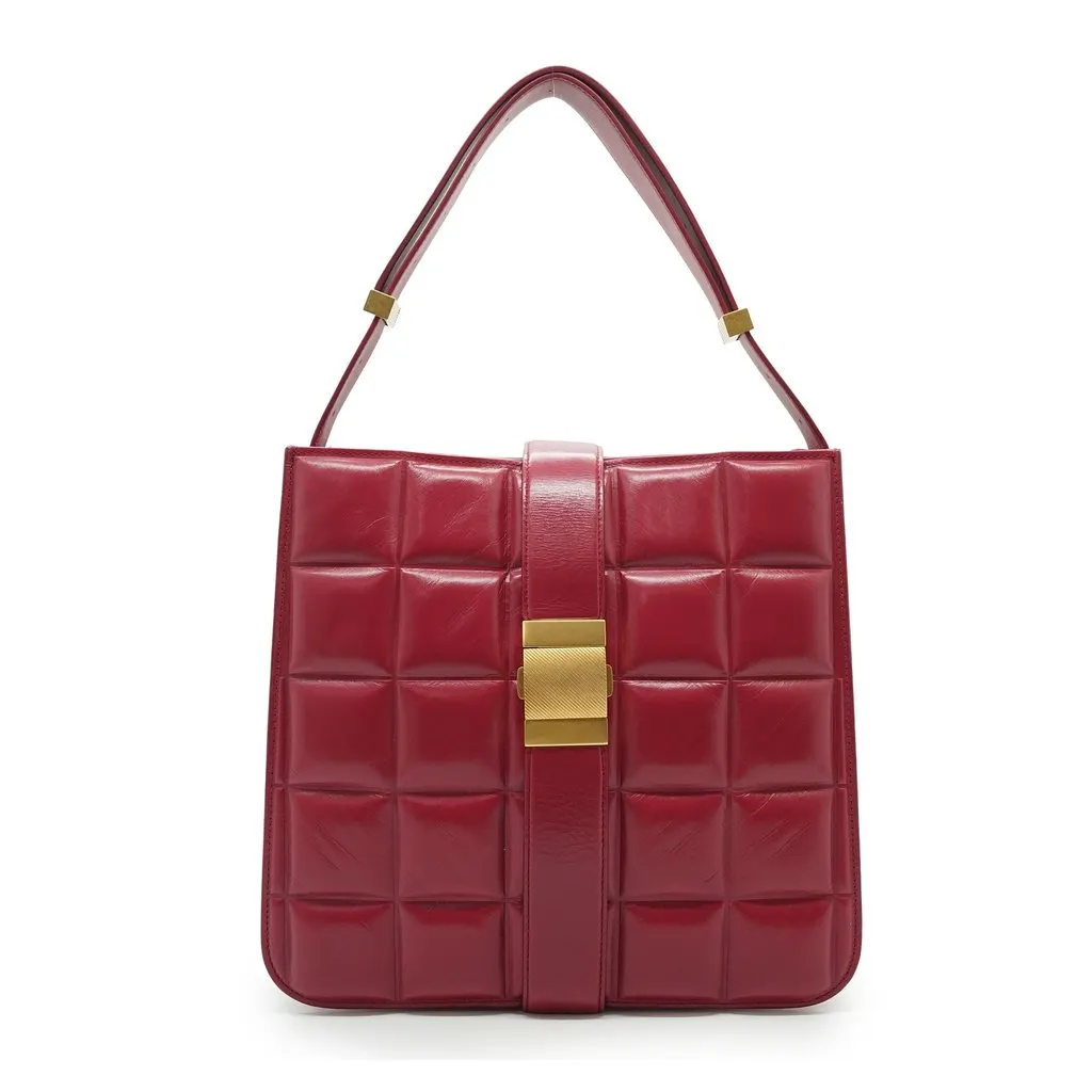 Bottega Veneta Shoulder Bag Marie Padded Burgundy Leather Good - Front View