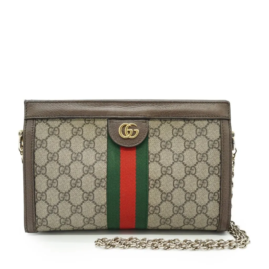 Gucci Shoulder Bag Ophidia Beige Canvas Good - Front View