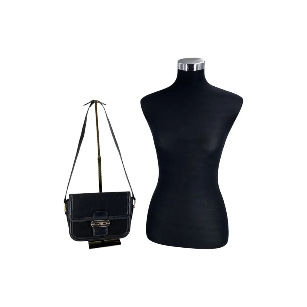 Celine Shoulder Bag Vintage C Carriage Black Canvas Good - Back View