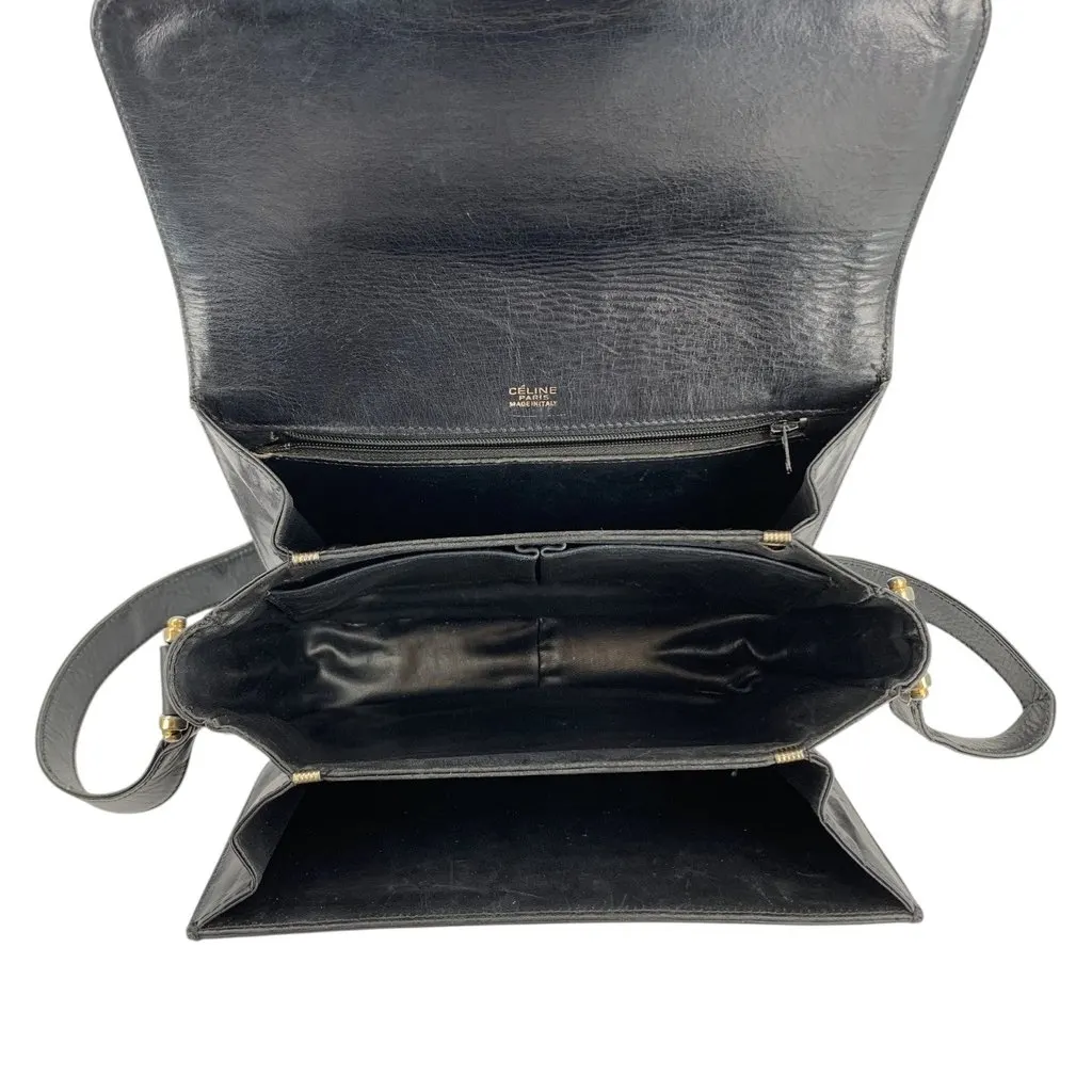 Celine Shoulder Bag Vintage C Carriage Black Canvas Good - Box View