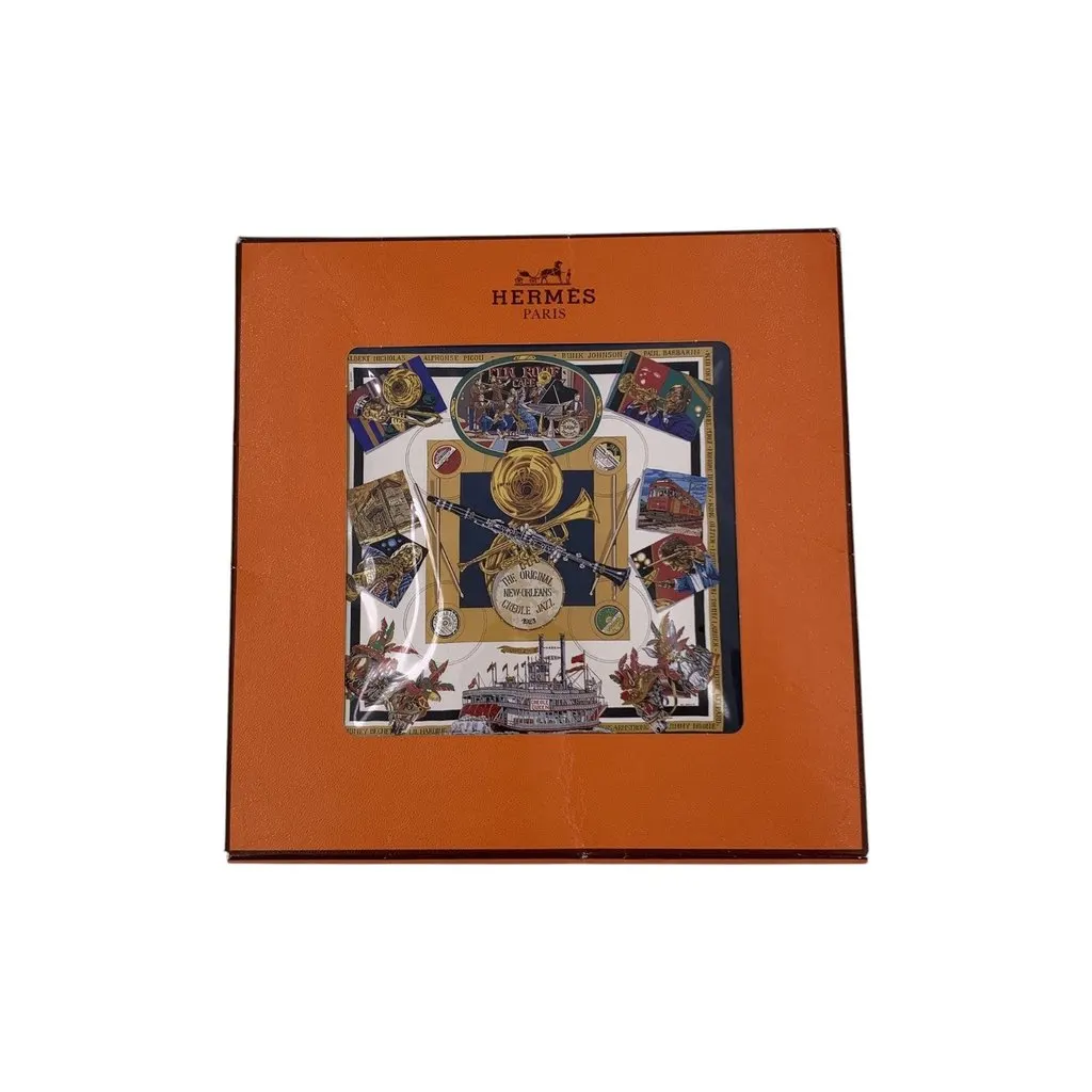 Hermès Scarf White Silk Good - Back View