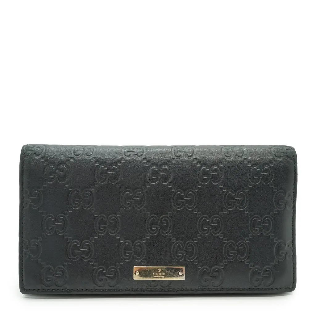 Gucci Wallet Black Leather Good - Front View