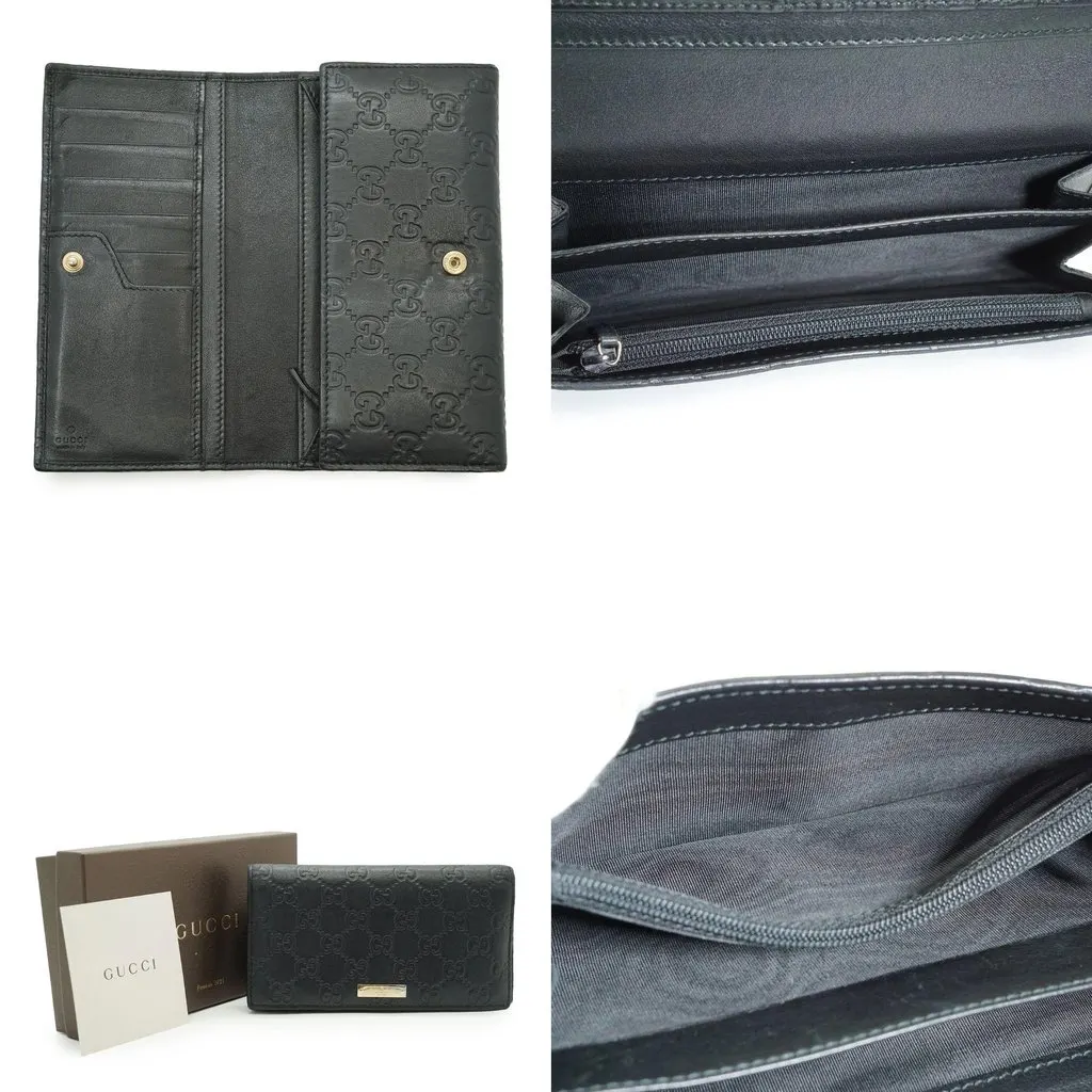 Gucci Wallet Black Leather Good - Box View