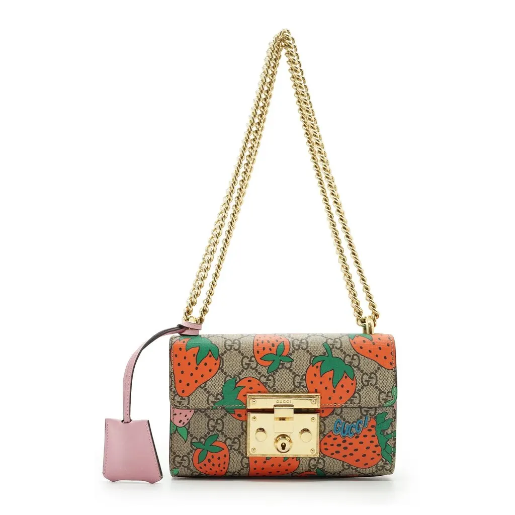 Gucci Shoulder Bag Padlock Pink Canvas Good - Front View