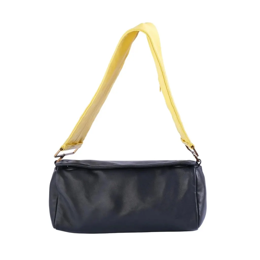 Prada Spring/Summer 2001 Black and Yellow Leather Shoulder Bag - '00s