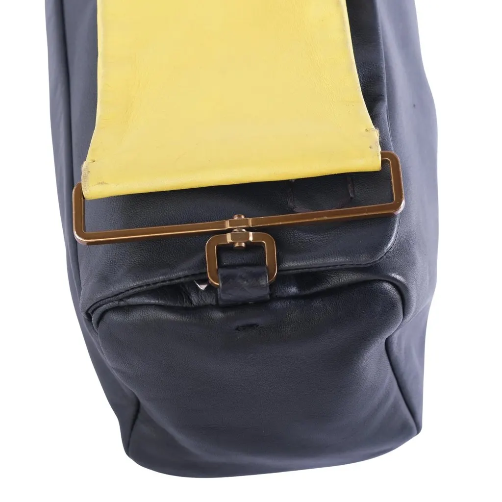 Prada Spring/Summer 2001 Black and Yellow Leather Shoulder Bag - '00s Black Leather Good - Box View