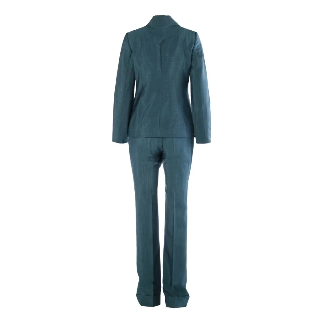 Gucci Vintage Teal Mohair & Wool Pantsuit - ’90s Red Wool Good - Inside View