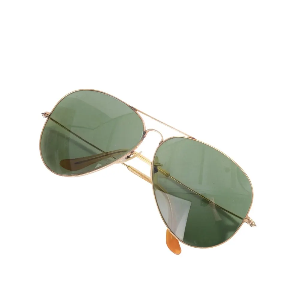 Ray-Ban Vintage B&L Gold-Tone Aviator Sunglasses with Green Lenses -'80s Green Good - Back View