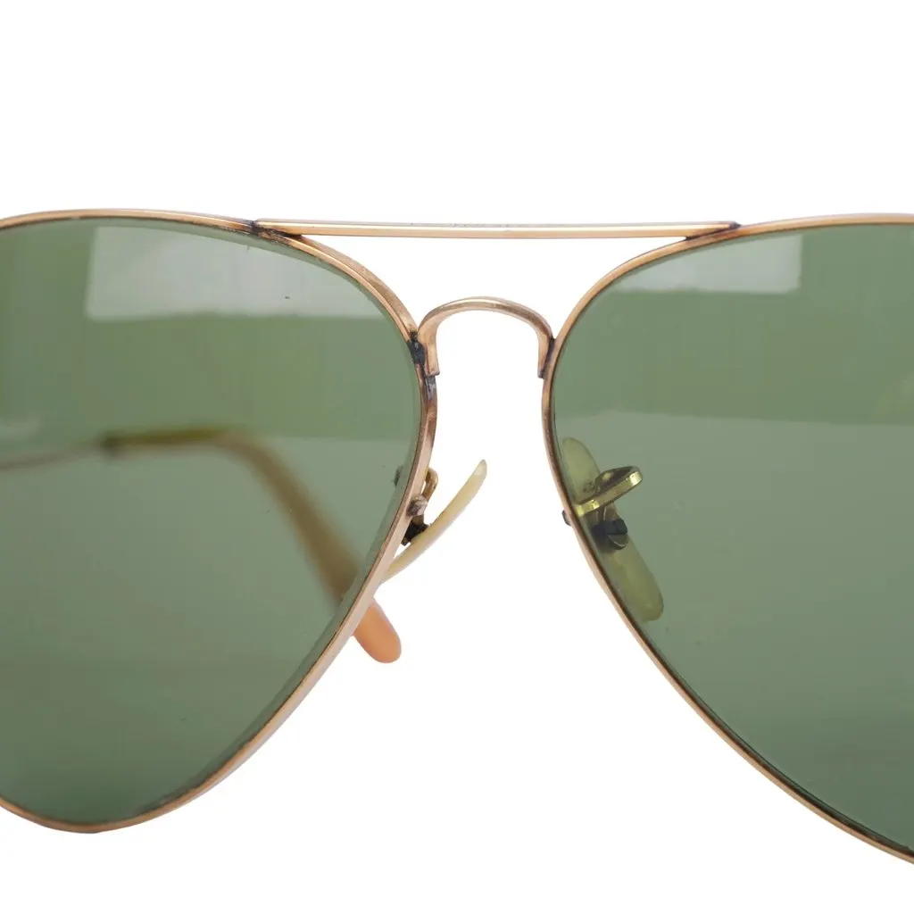 Ray-Ban Vintage B&L Gold-Tone Aviator Sunglasses with Green Lenses -'80s Green Good - Inside View