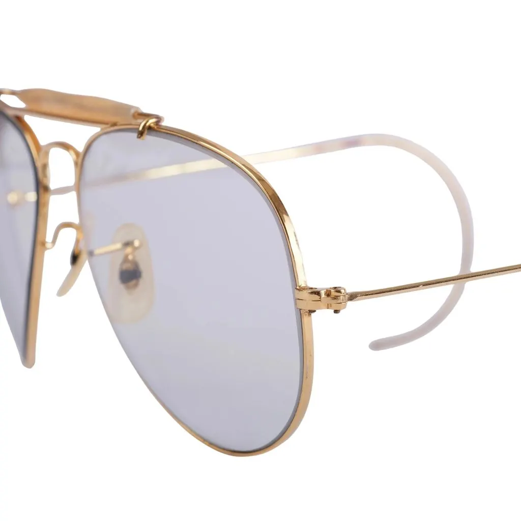 Ray-Ban Vintage Outdoorsman Gold-Tone Aviator Sunglasses - '90s Gold Good - Inside View