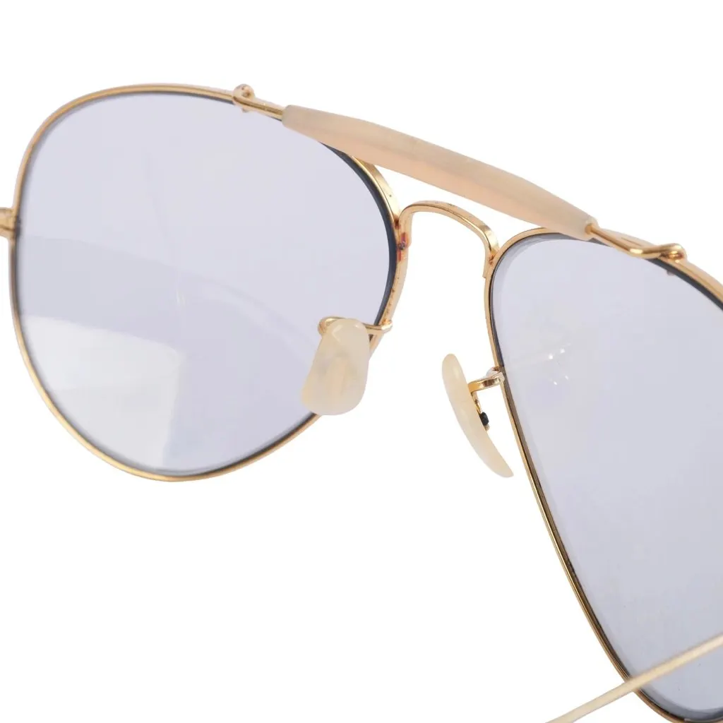 Ray-Ban Vintage Outdoorsman Gold-Tone Aviator Sunglasses - '90s Gold Good - Model View
