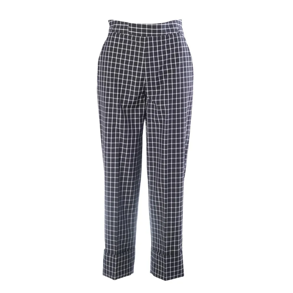 Vivienne Westwood Black & White Checked High-Waisted Trousers - '00s Black Good - Front View