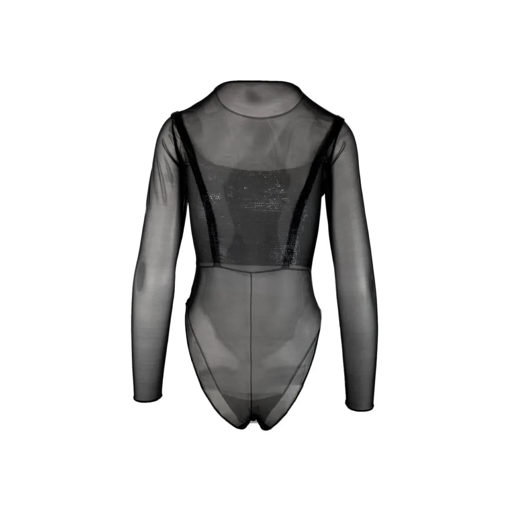Unsigned Semi-sheer Leotard With Sequins - '90s Black Good - Back View