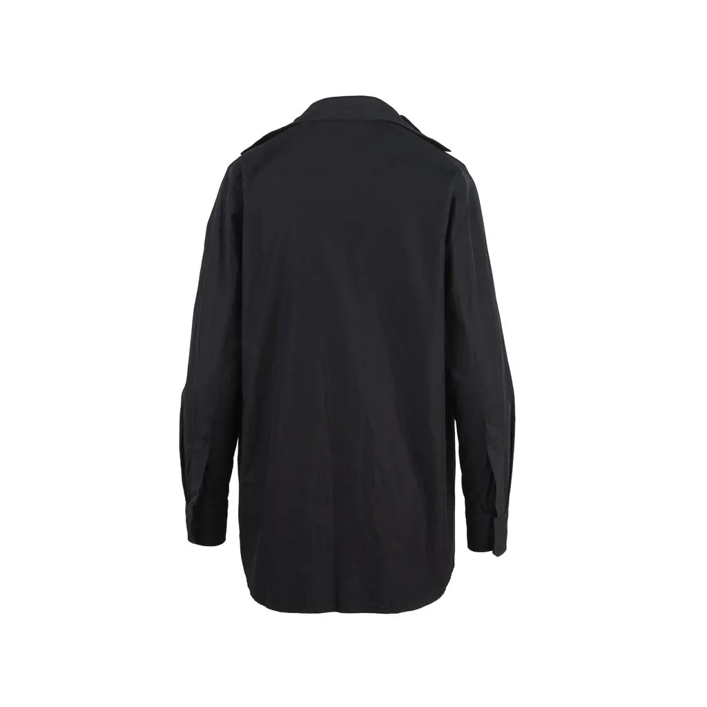 Unsigned Asymmetrical Shirt - '10s Black Cotton Good - Back View