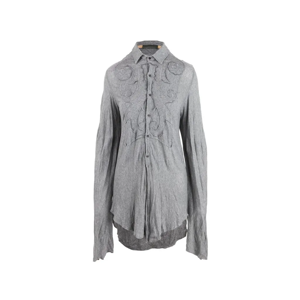 Unsigned Long Shirt - '10s Grey Cotton Good - Front View