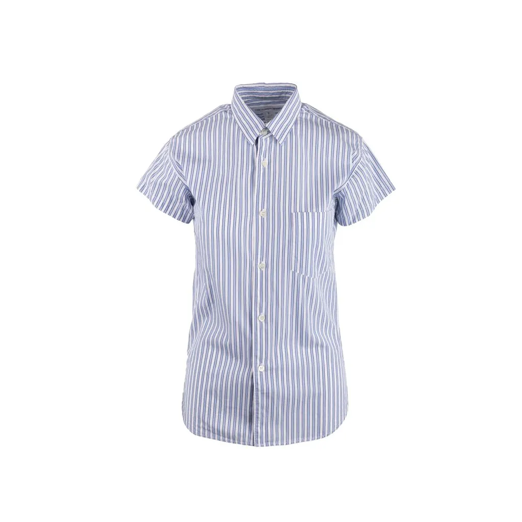 Comme des Garçons Striped Shirt - '00s Blue Good - Front View