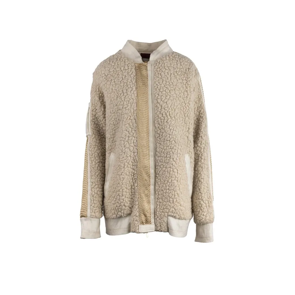 Unsigned Bomber Jacket - '10s Beige Wool Good - Front View