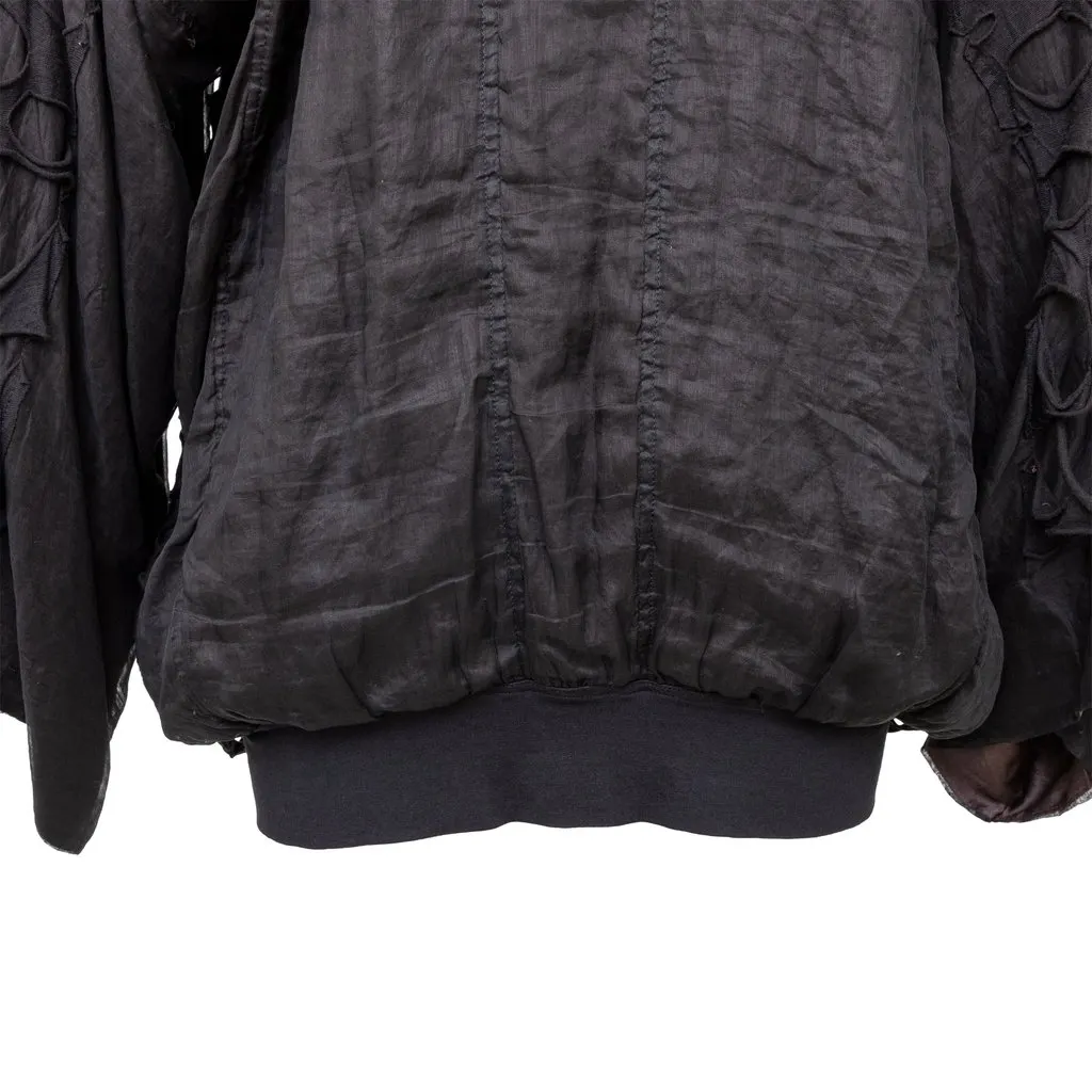 Unsigned Bomber Jacket With Cut-out Details - '10s Black Silk Good - Inside View