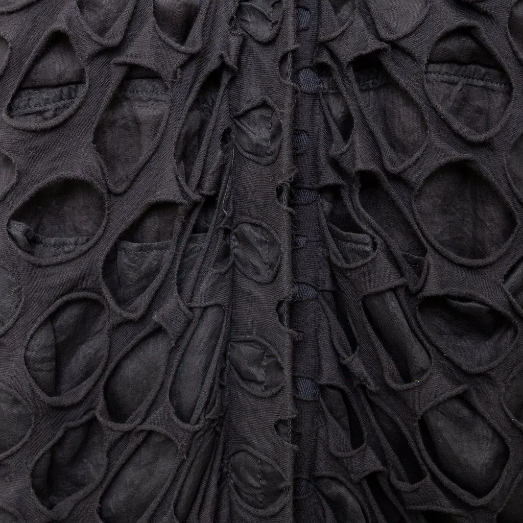 Unsigned Bomber Jacket With Cut-out Details - '10s Black Silk Good - Model View