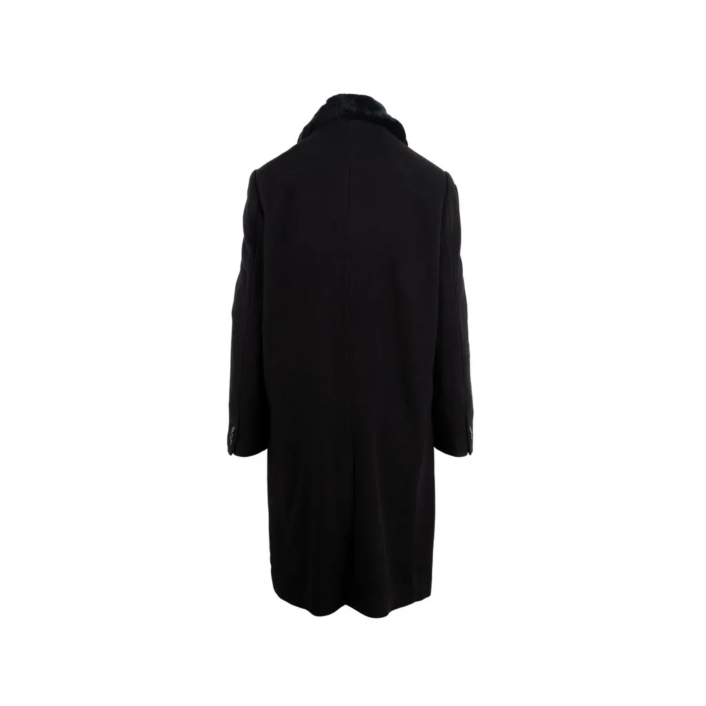 Unsigned Unconditional London Black Overcoat - '00s Black Wool Good - Back View