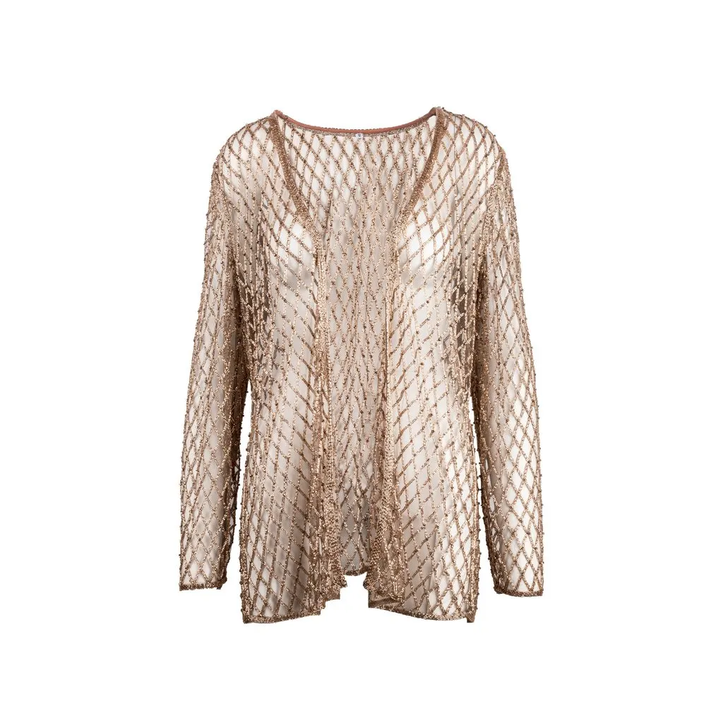Unsigned Bead Embellished Jacket - '00s Red Good - Front View