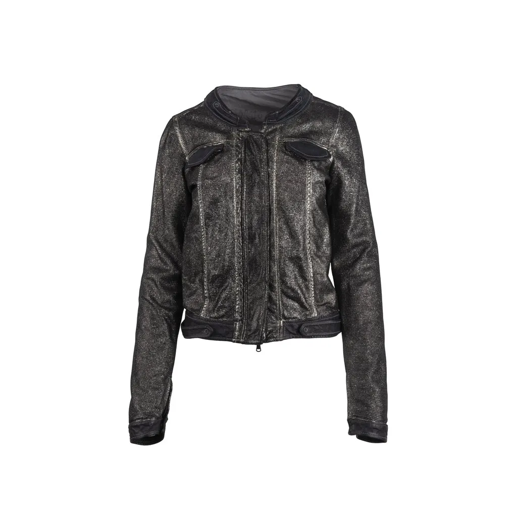 Unsigned Giorgio Brato Shimmer Leather Jacket - '00s Black Leather Good - Front View
