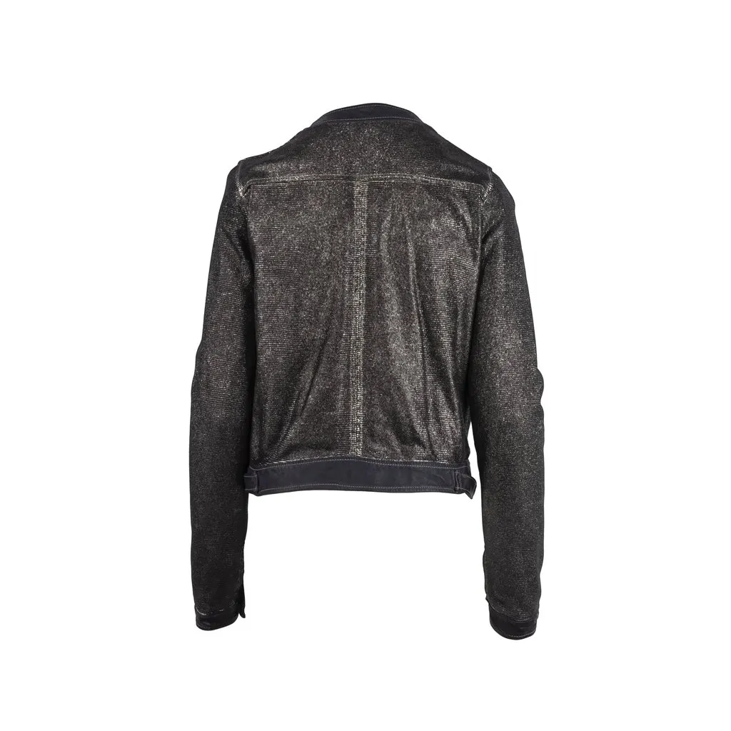 Unsigned Giorgio Brato Shimmer Leather Jacket - '00s Black Leather Good - Back View