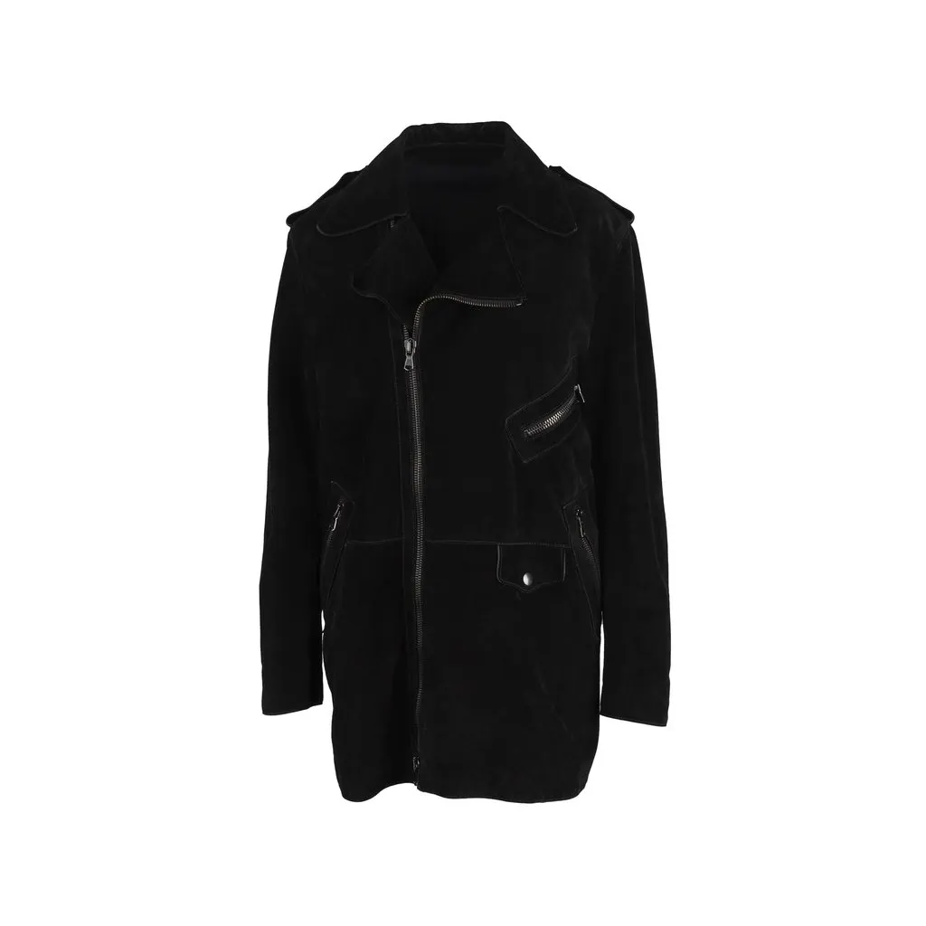 Unsigned Lapel Leather Jacket - '00s Black Leather Good - Front View