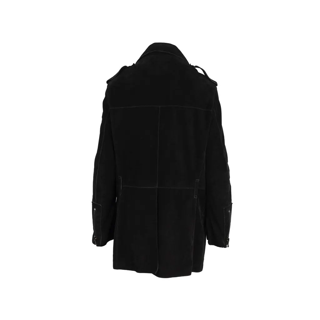 Unsigned Lapel Leather Jacket - '00s Black Leather Good - Back View