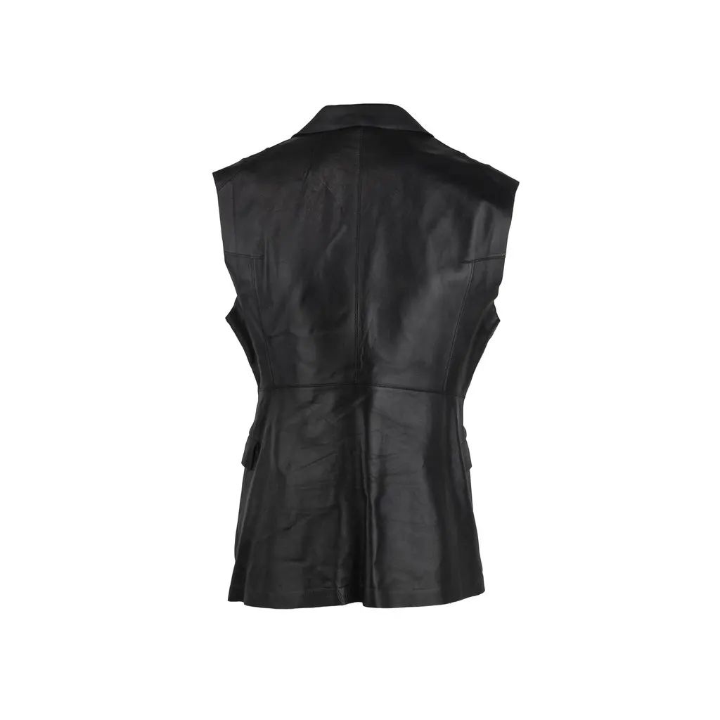 Unsigned Costume National Leather Vest - '00s Black Leather Good - Back View